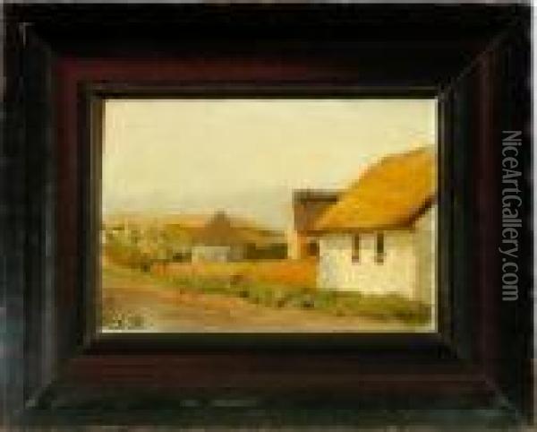 Village Road At A Farm Oil Painting - Julius Paulsen