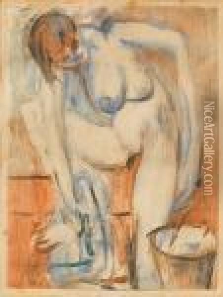 Nude Washing Oil Painting - Wolf Kibel