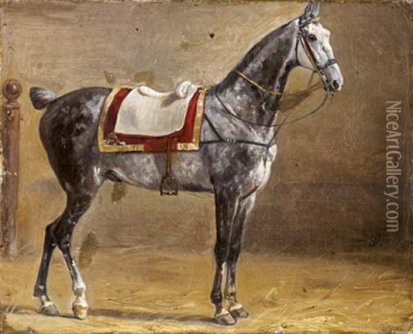 Etude De Cheval Pommele Oil Painting - Francois Hippolyte Lalaisse