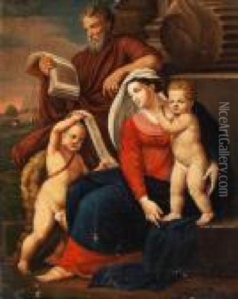 Die Heilige Familie Oil Painting - Nicolas Poussin