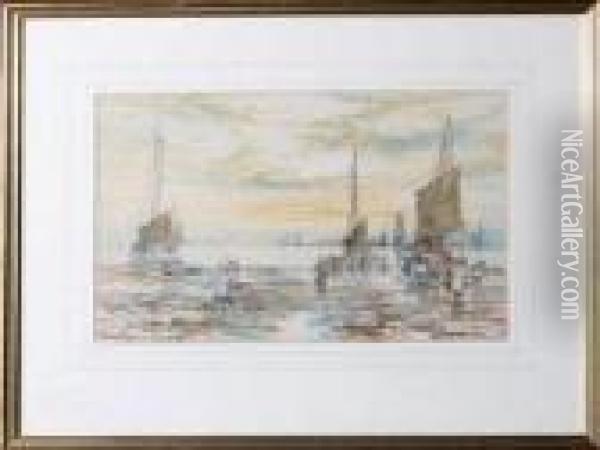 Ebbing Tide, Normandy Oil Painting - Victor Noble Rainbird