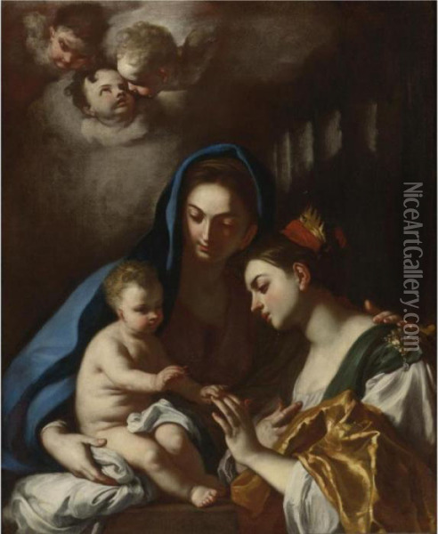 Mystic Marriage Of Saint Catherine Oil Painting - Francesco Solimena