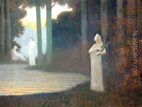 Lyricism in the Forest, 1910 Oil Painting - Alphonse Osbert