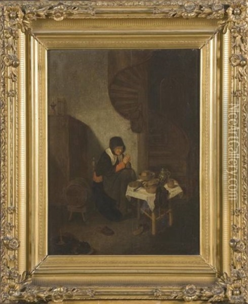 Le Benedicite Avant Le Repas Oil Painting - Quiringh Gerritsz van Brekelenkam