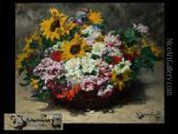 Blumen Im Korb Oil Painting - Georges Jeannin