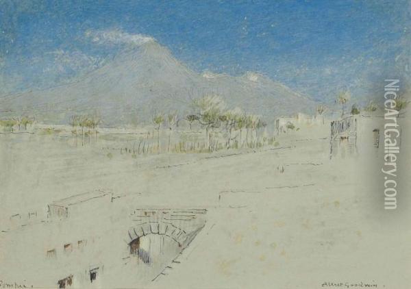Pompei, With Mount Vesuvius Beyong Oil Painting - Albert Goodwin