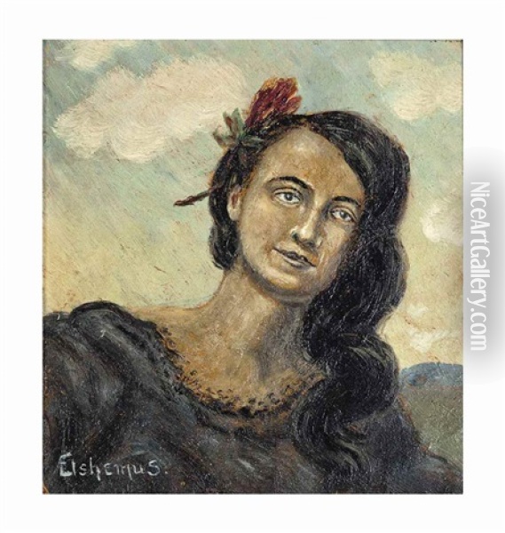 Portrait Of A Woman Oil Painting - Louis Michel Eilshemius