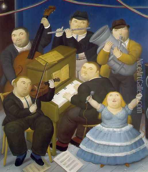 The Musicians Oil Painting - Fernando Botero