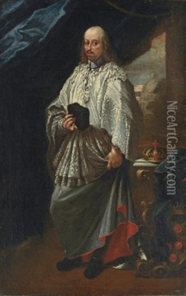 Portrait Of Cosimo Iii De Medici, Grand Duke Of Tuscany In The Vestments Of A Canon Of St. Peter's, Rome Oil Painting - Carlo Maratta