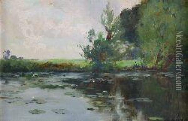 The Lily Pond Oil Painting - Archibald Kay