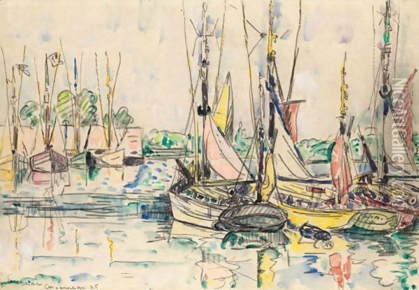 Concarneau, Les Thoniers Oil Painting - Paul Signac