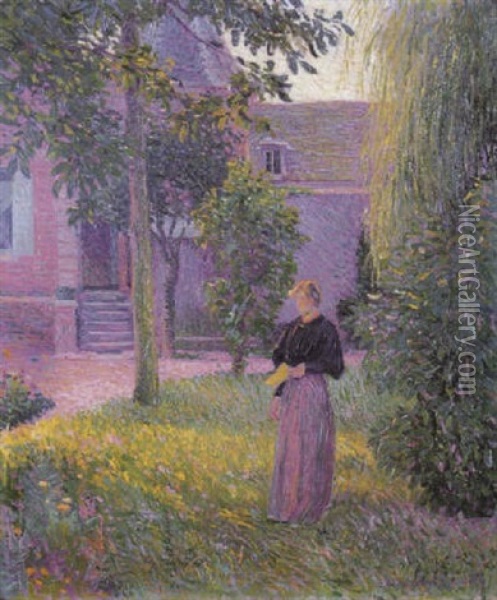Jeune Femme Dans Un Jardin Oil Painting - Hippolyte Petitjean