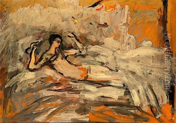 Femme Dans Un Sofa Esquisse Oil Painting - Pierre Laprade