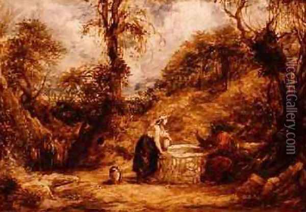 Christ and the Woman of Samaria at Jacobs Well Oil Painting - John Linnell
