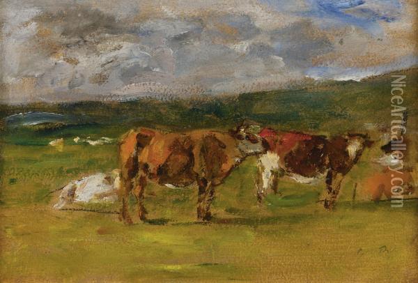 Vaches Au Pturage (etude) Oil Painting - Eugene Boudin
