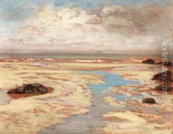 Porthmeor Beach--low Tide Oil Painting - Walter Elmer Schofield