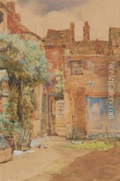 French Countryside Courtyard With Pigeons Oil Painting - Frances Mary Hodgkins
