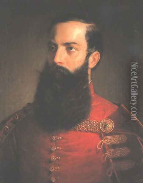 A Hungarian Nobleman c. 1850 Oil Painting - Mihaly Kovacs