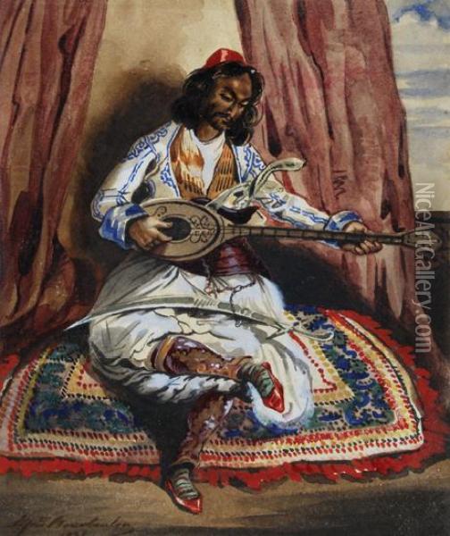 Bazouki Player Oil Painting - Alfred E., Alfredo Andersen