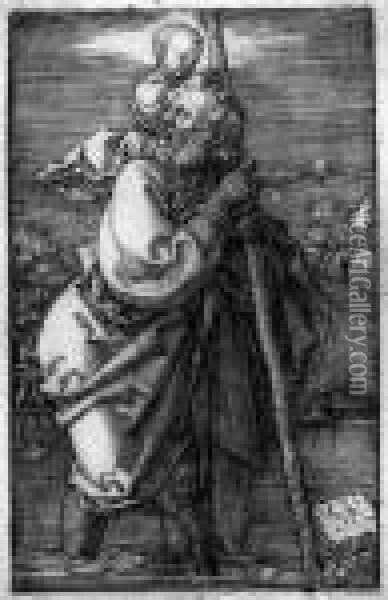 Saint Christopher Facing Left Oil Painting - Albrecht Durer