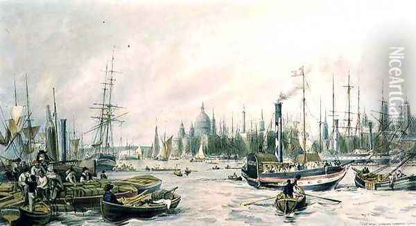 London Bridge from the Pool Oil Painting - William Parrott