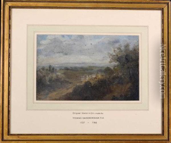 Landscape Sketch With Horse Oil Painting - Thomas Gainsborough