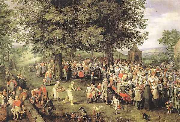 Wedding Banquet Oil Painting - Jan The Elder Brueghel