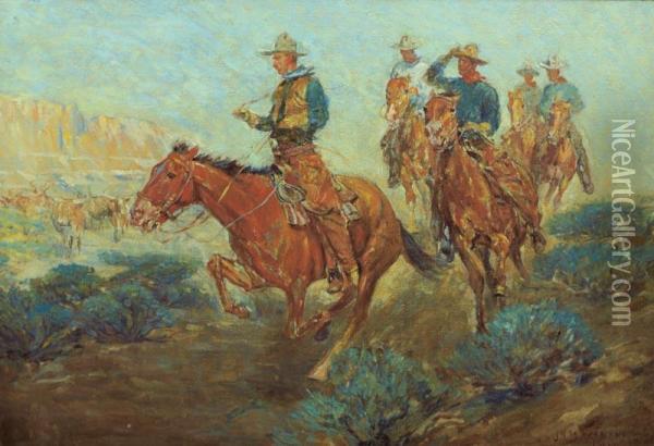 The Cowboys Oil Painting - John Norval Marchand