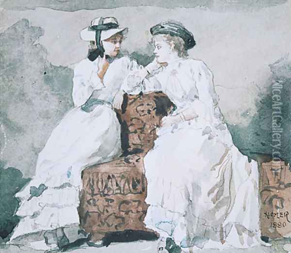 Two Ladies Oil Painting - Winslow Homer