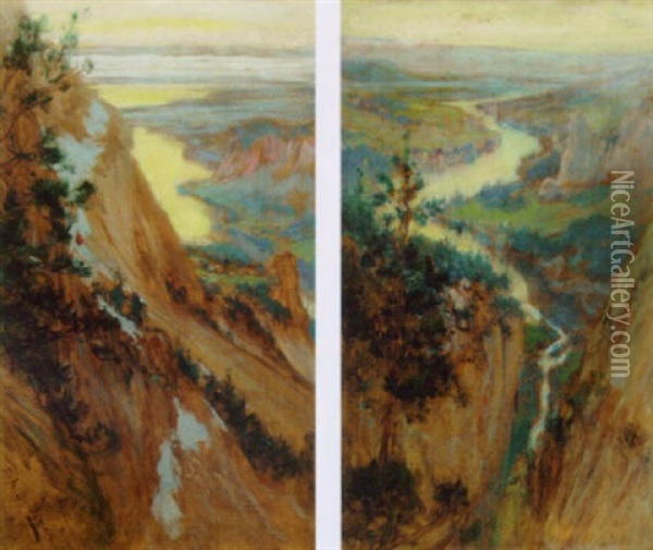 A Rocky Gorge Oil Painting - Frederick Arthur Bridgman