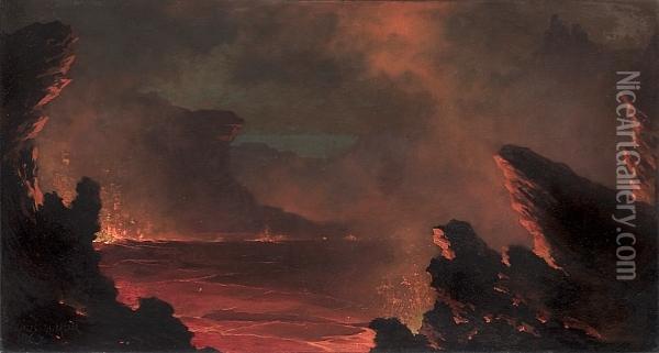 Kilauea Volcano Oil Painting - Jules Tavernier
