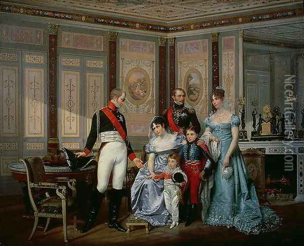 The Empress Josephine 1763-1814 Presenting her Children to the Emperor Alexander at Malmaison Oil Painting - Jean Louis Victor Viger du Vigneau