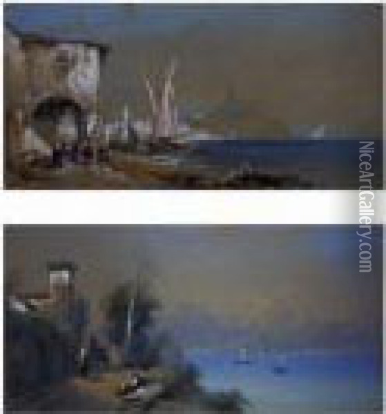 Italian Lake Scenes Oil Painting - Charles Rowbotham