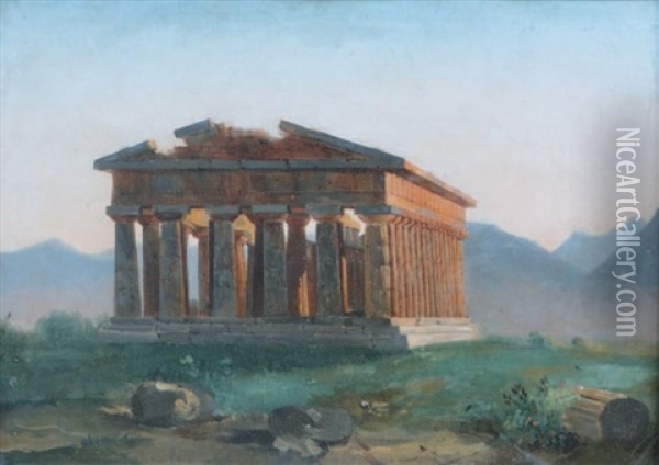 Vue Du Temple De Paestum Oil Painting - Jean Charles Joseph Remond