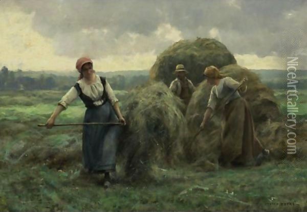 Peasants Stacking Hay Oil Painting - Julien Dupre