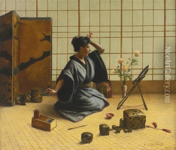 A Japanese Room Oil Painting - Eugene Armand Lachaise