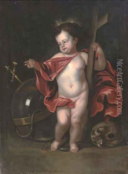 The Christ Child as Salvator Mundi Oil Painting - Cornelius I Schut