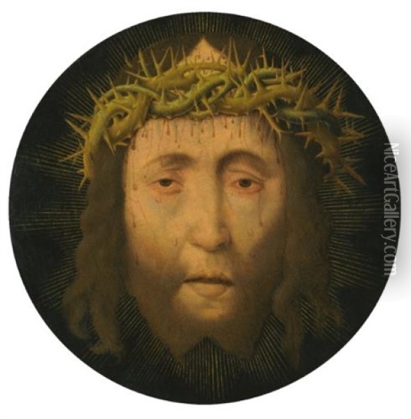 Head Of Christ Oil Painting - Aelbrecht Bouts