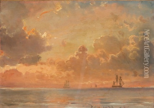 Evening At Sea Oil Painting - Carl Fredrick Sorensen