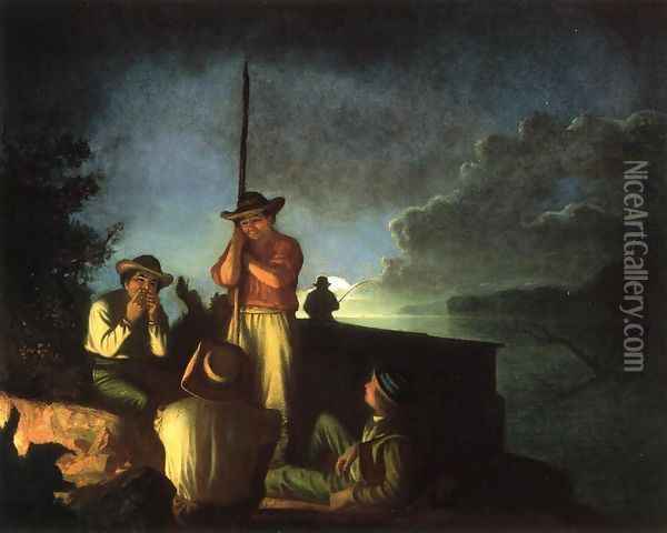 Wood-Boatmen on a River Oil Painting - George Caleb Bingham