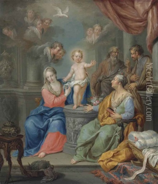 The Holy Family Oil Painting - Franz Christoph Janneck