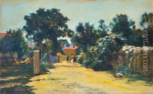Sunny Street Oil Painting - Robert Nadler