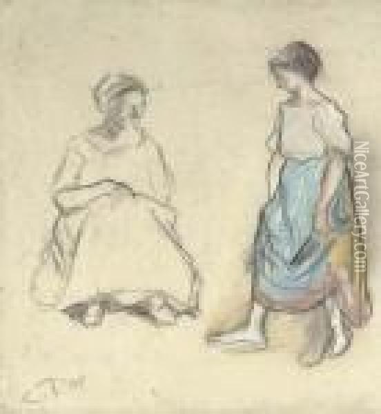 Deux Femmes De La Campagne Oil Painting - Camille Pissarro