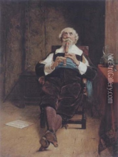 Man With A Flute Oil Painting - John Watson Nicol