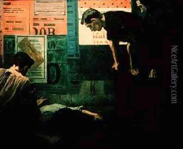 Poverty in Paris The Passage Gergovie 1884 Oil Painting - Felicien baron de Myrbach-Rheinfeld