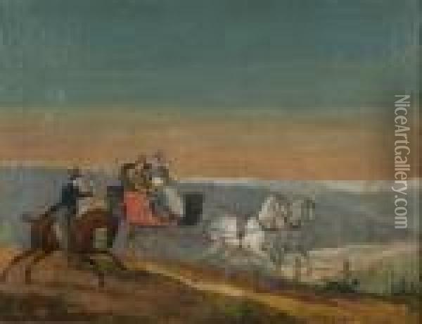 Cavalier Et Caleche Oil Painting - Joseph Swebach-Desfontaines