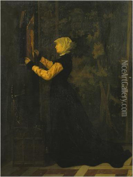 Jeune Femme Devant Une Icone Oil Painting - Leon Lucien Goupil