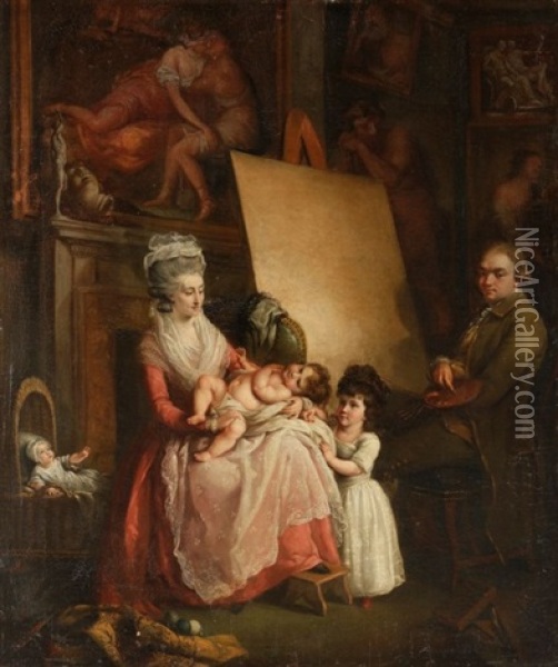 Autoportrait D'artiste Avec Sa Famille Oil Painting - John Francis Rigaud