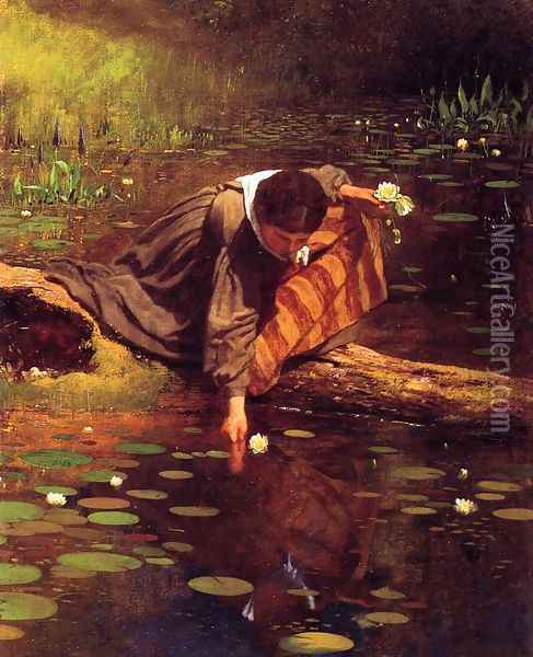 Gathering Lilies Oil Painting - Eastman Johnson