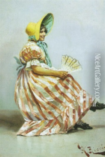 Elegante A La Robe De Soie Oil Painting - Arturo Ricci